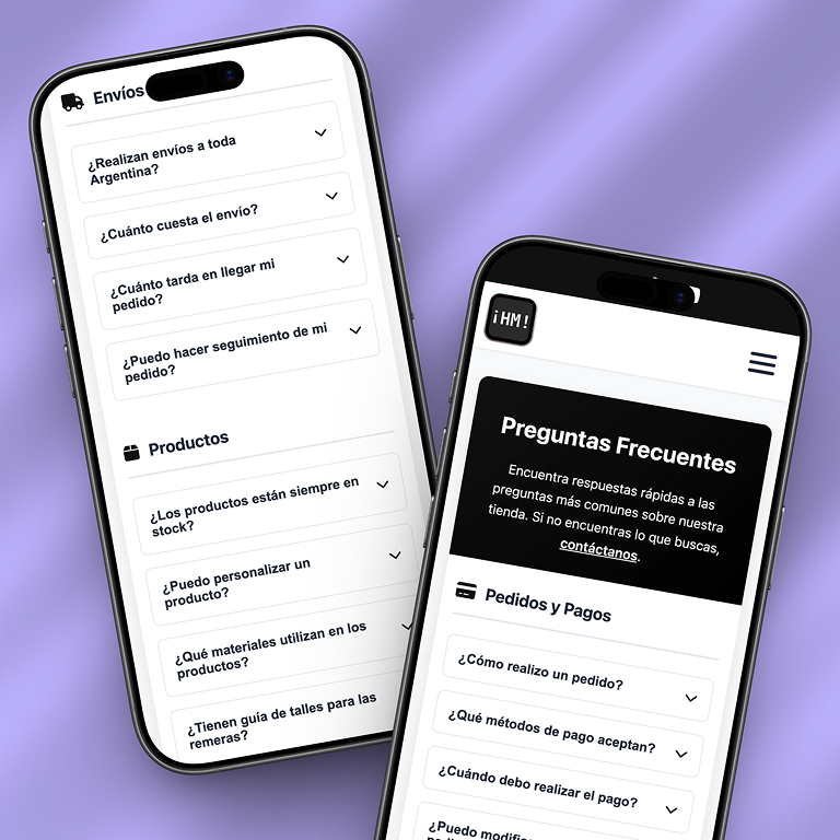 Página de preguntas frecuentes en plan premium